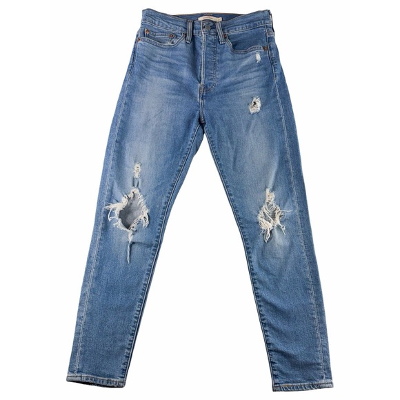 Levi's Denim - Levi's Wedgie Skinny Jeans Womens 27 High Rise Distressed Light Wash Button Fly